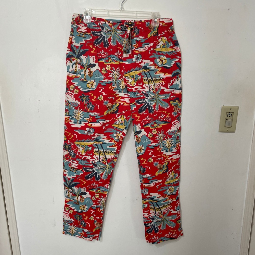 Polo Ralph Lauren Men Large Red Hawaiian Aloha Print Sleepwear Pajama Pants L